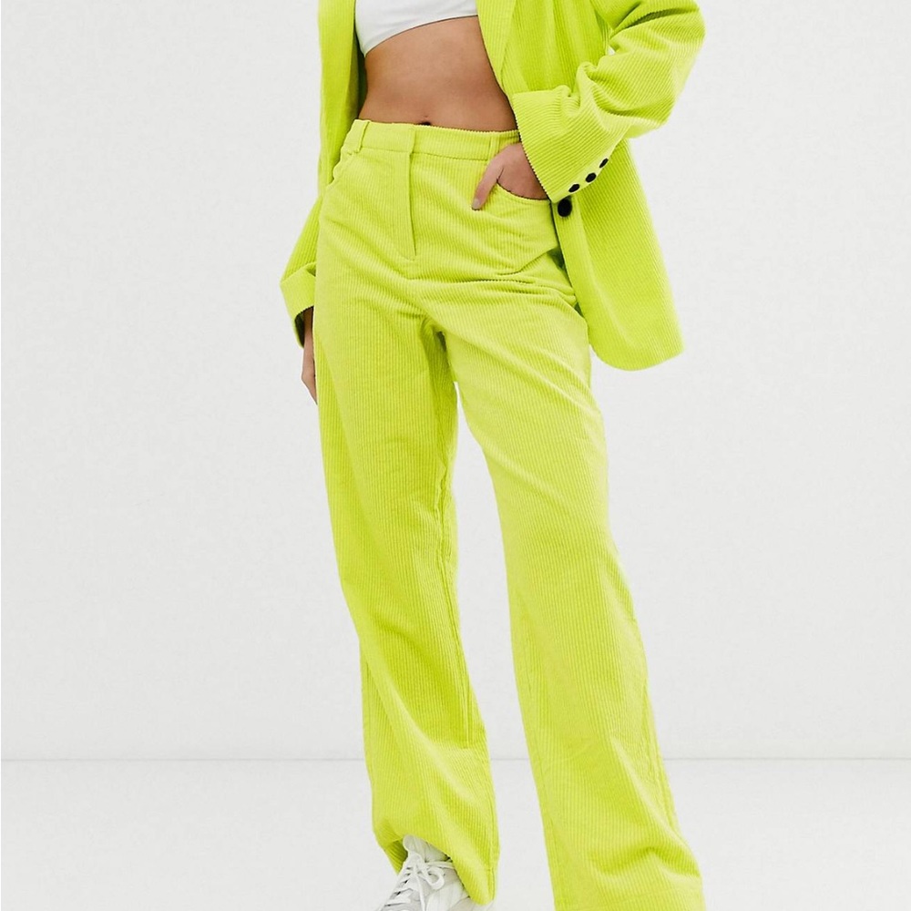 Neon Yellow Corduroy Suit (Blazer + Pants)